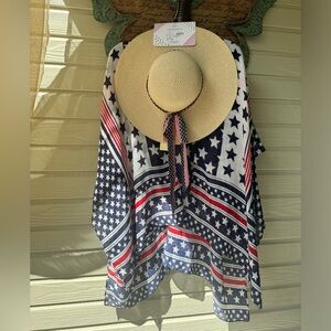 2piece Americana RUANA AND FLOPPY HAT